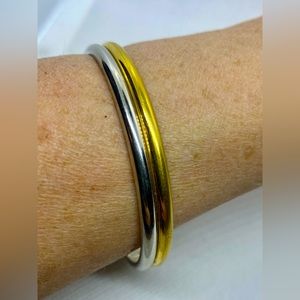 Vintage Monet Gold and Silver Tone Bangle Bracelet, 8”